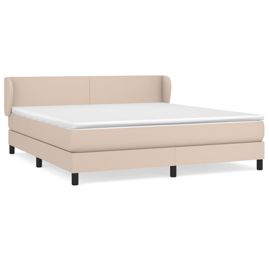 Pat box spring cu saltea, cappuccino, 160x200cm piele ecologică GartenMobel Dekor