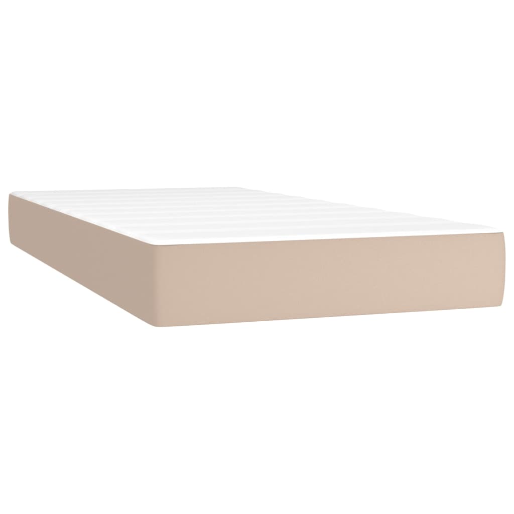 Pat box spring cu saltea, cappuccino, 80x200 cm piele ecologică GartenMobel Dekor