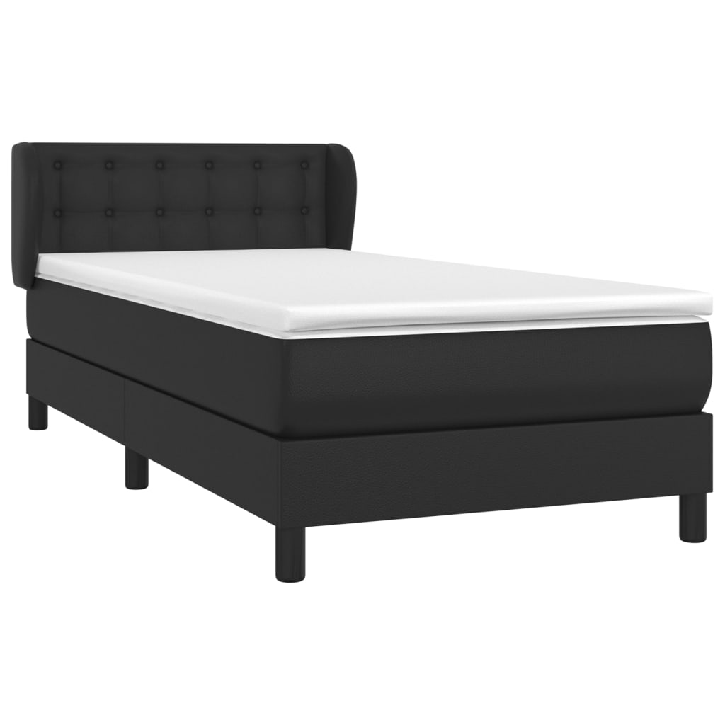 Pat box spring cu saltea, negru, 100x200 cm, piele ecologică GartenMobel Dekor