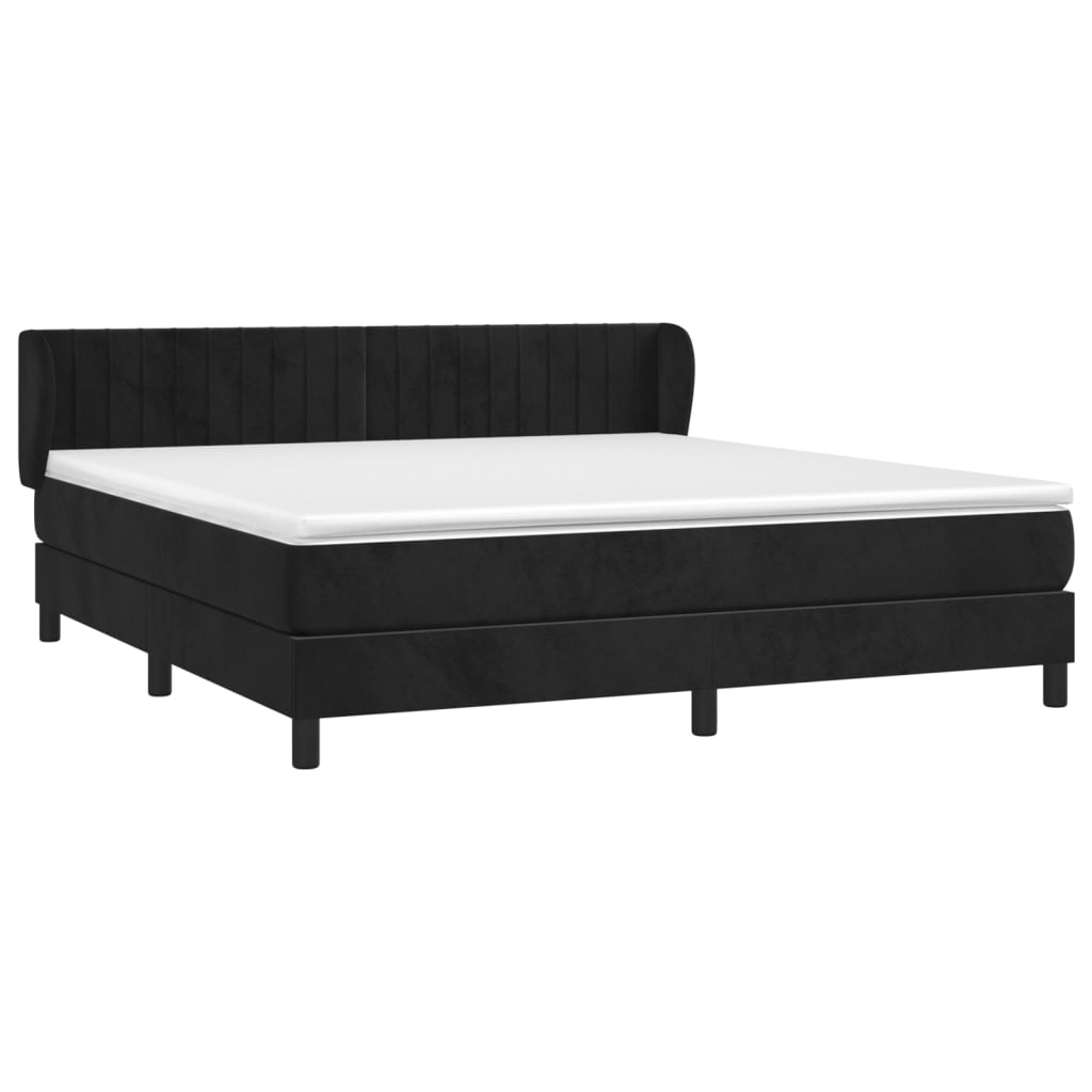 Pat box spring cu saltea, negru, 180x200 cm, catifea GartenMobel Dekor