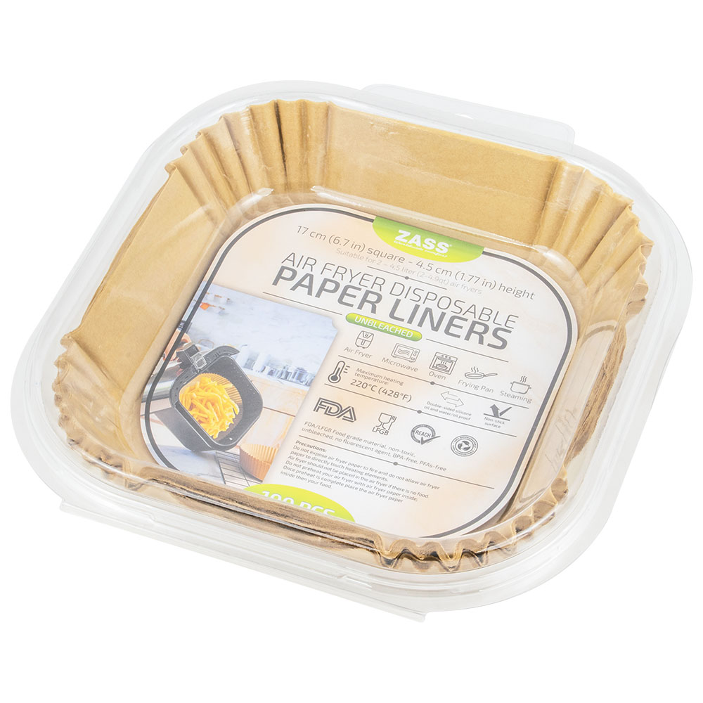 Set 100 hartii de copt pentru airfryer ZASS ZPL 03, 17 cm, patrate