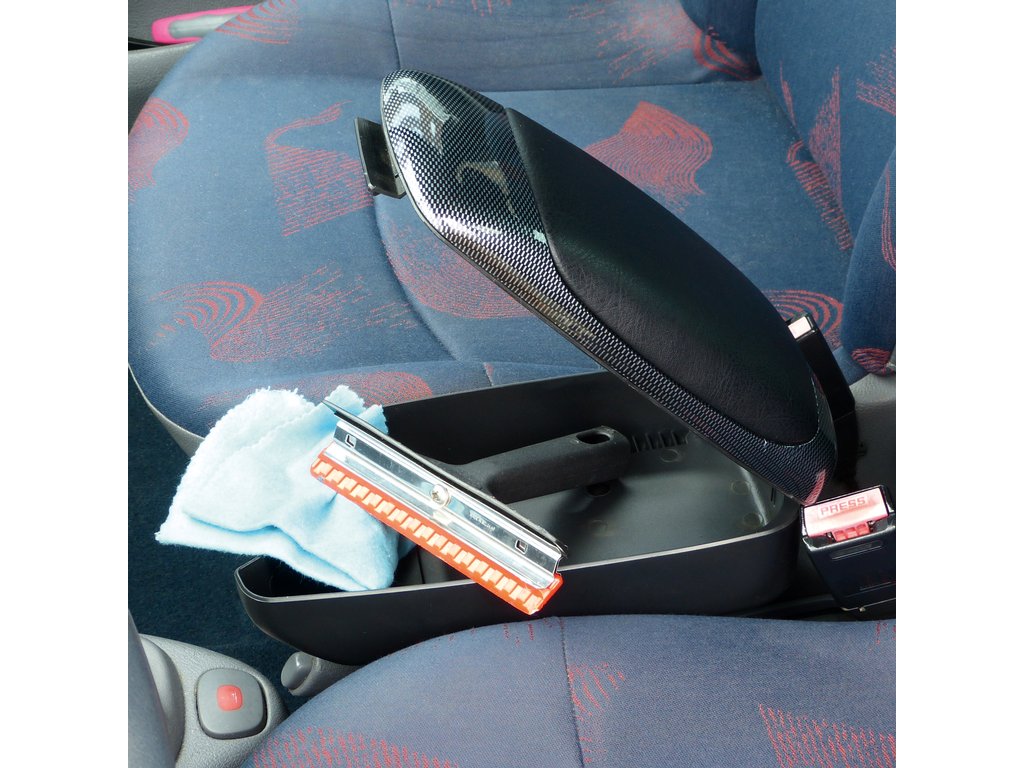 Cotiera auto universala Carpoint Compact neagra cu suport pentru pahare