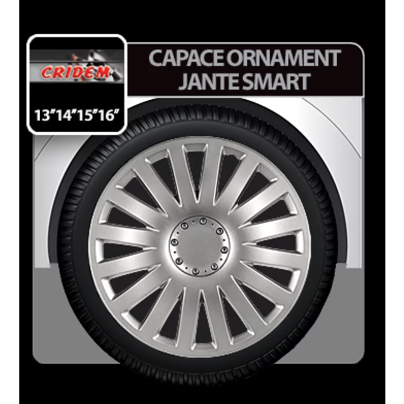 Capace roti auto Smart, set 4 buc, argintiu, 14 inch, resigilat