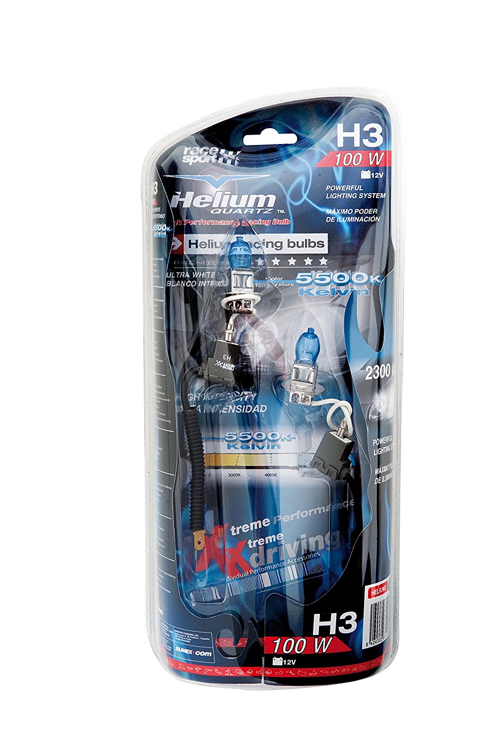 Set 2 becuri halogen auto H3 12V 100W 5500K Xenon Effect Race Sport