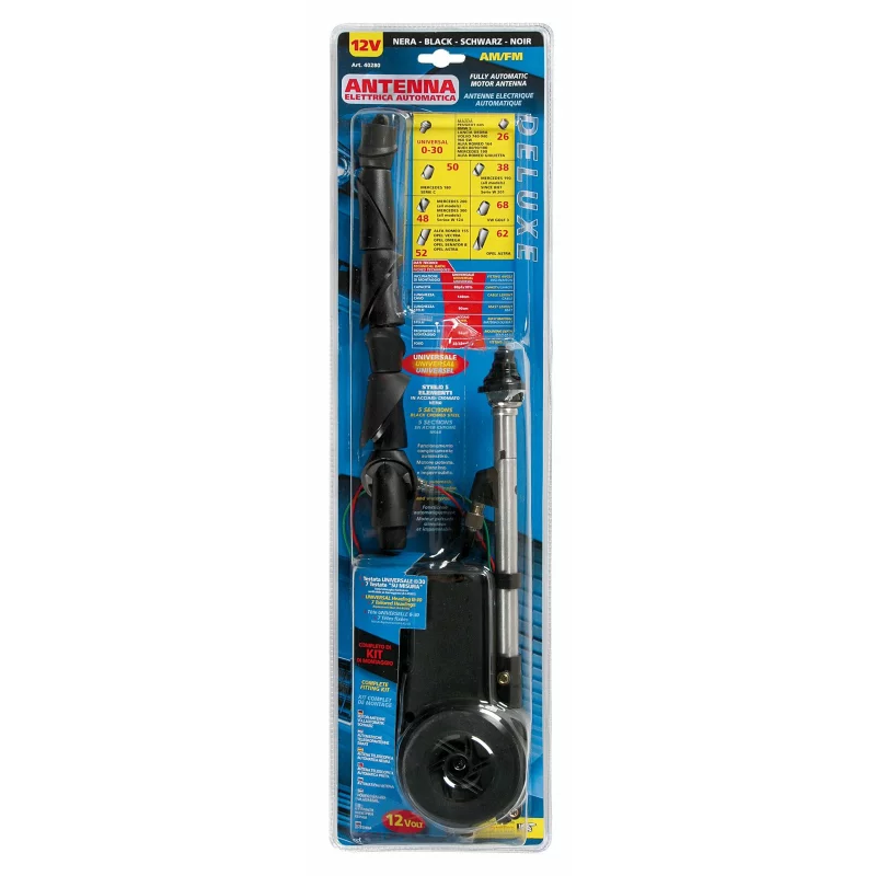 Antena auto complet automată 12V cu kit montaj De-Luxe Lampa