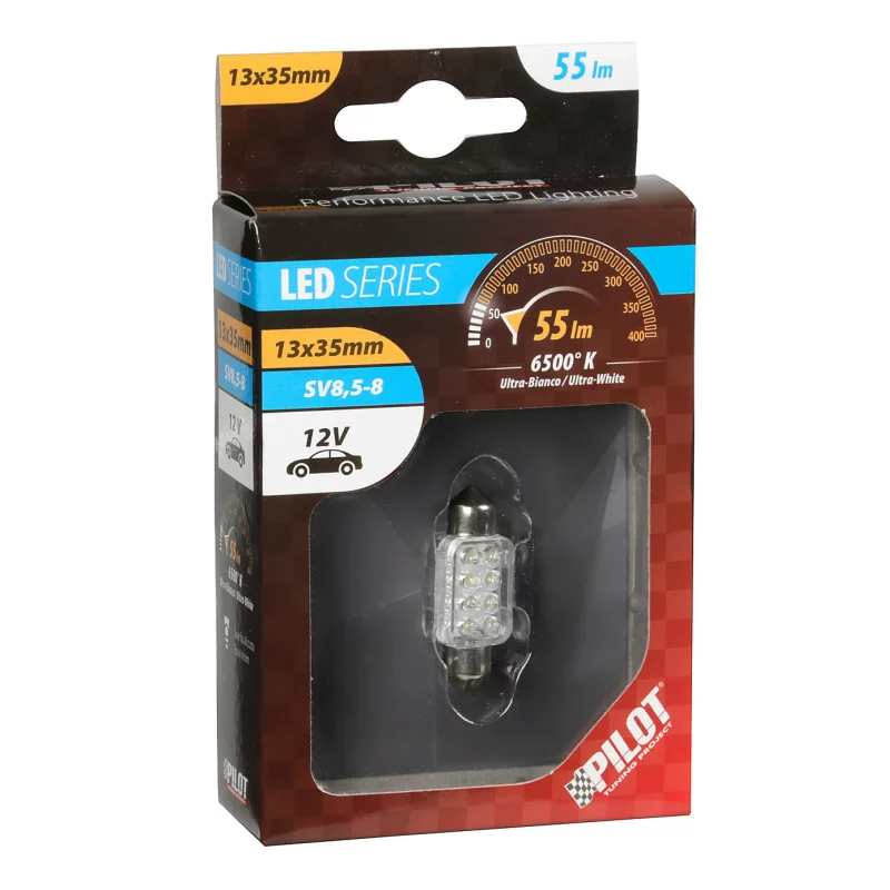 Bec LED Sofit 12V SV8.5-8 alb 13x35 mm, 8 LED, 1 buc