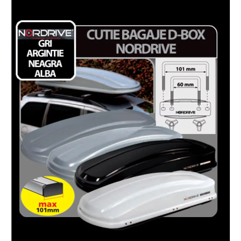 Cutie portbagaj auto Nordrive D-Box 430L din ABS, alb lucios