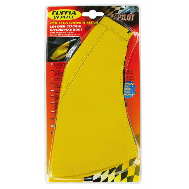 Burduf frana de mana galben din piele naturala cu snur Lampa