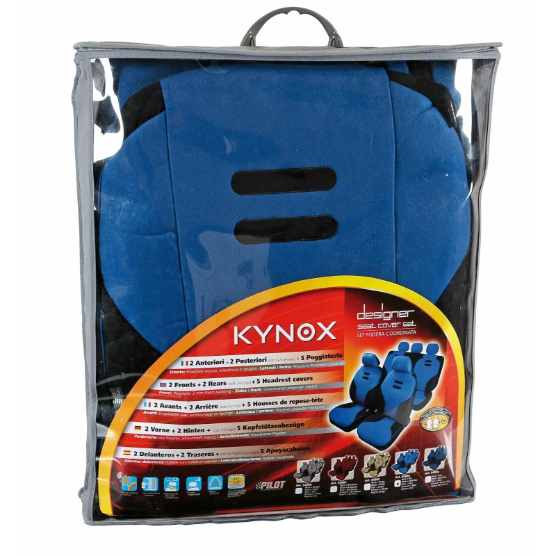 Set huse scaun auto Kynox 9 piese, albastru, pentru fata si bancheta