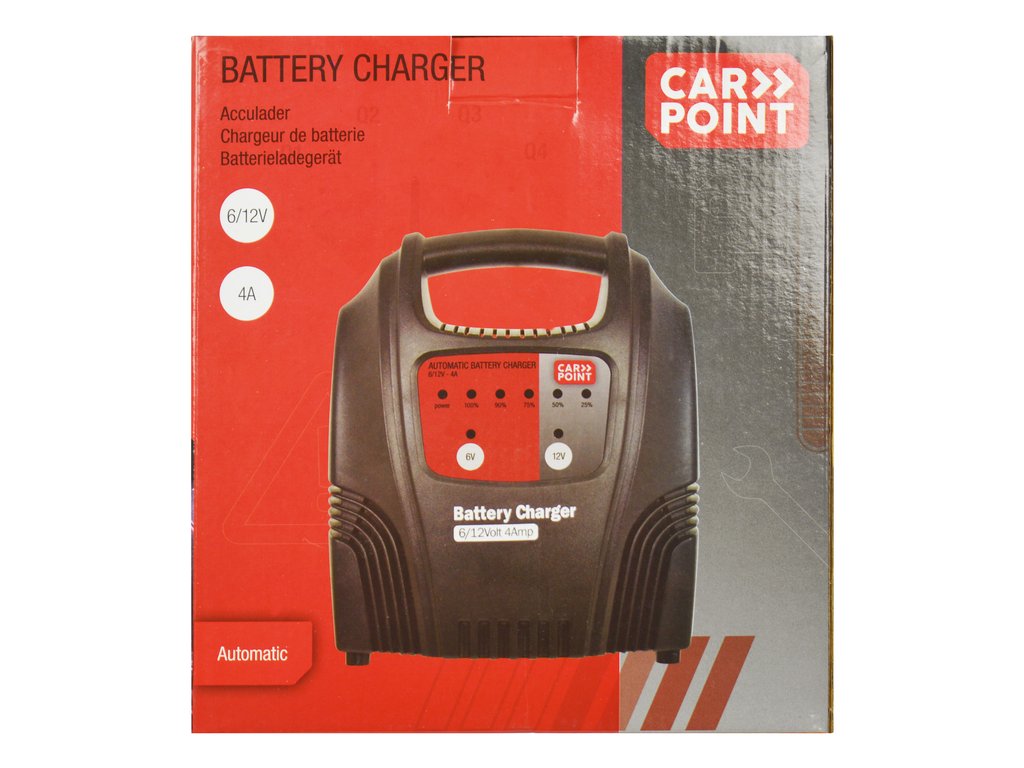 Redresor auto Carpoint 12V 4A cu LED pentru acumulatori plumb-acid