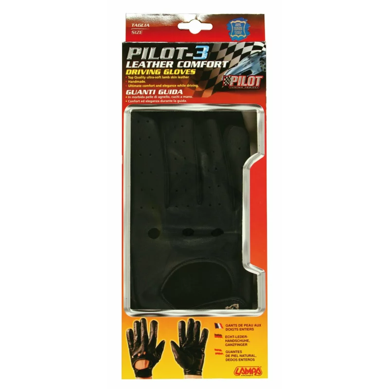 Manusi de conducere Pilot-3 din piele de miel, marimea XL, negru