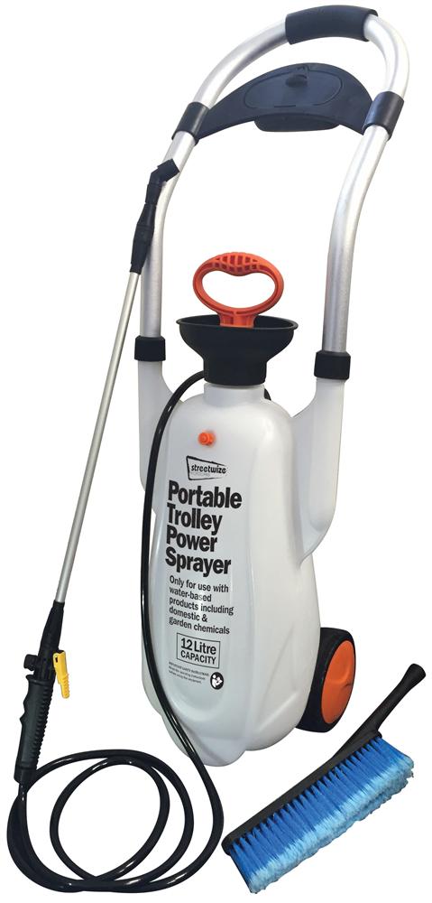 Pompa manuala pentru spalat masina 12L cu perie, lancie si roti