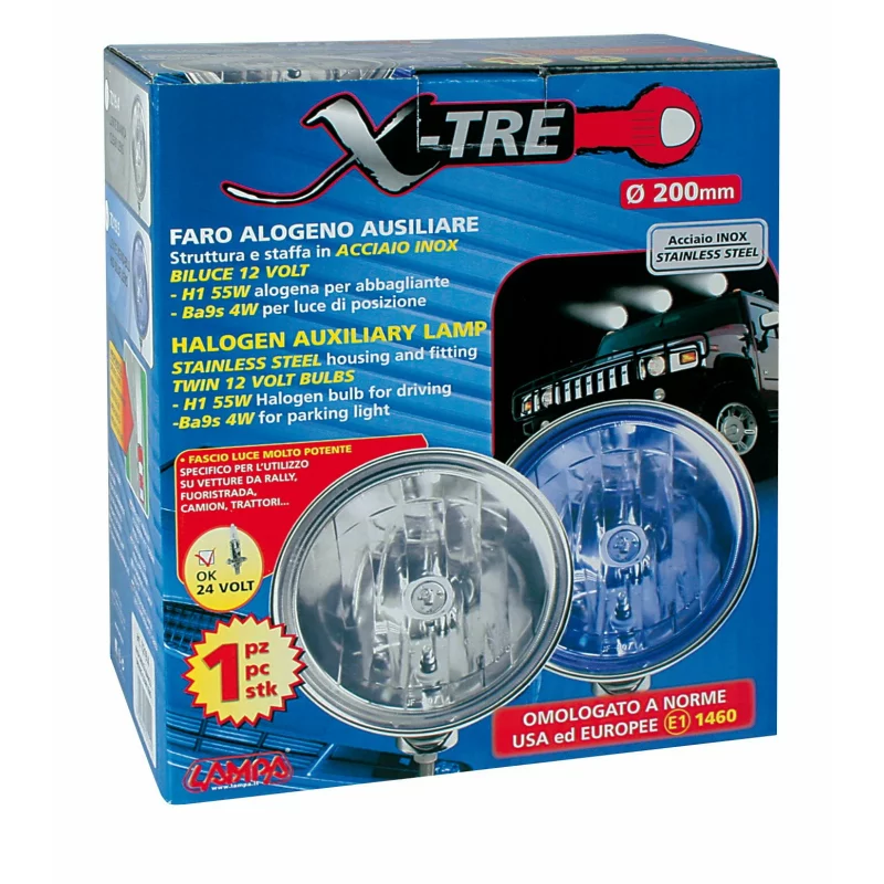 Proiector auto inox X-Tre alb 12/24V cu bec H1 inclus, 1 bucata