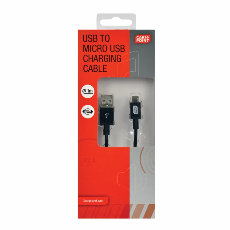 Cablu USB la Micro USB Carpoint, 100 cm, pentru incarcare si sincronizare