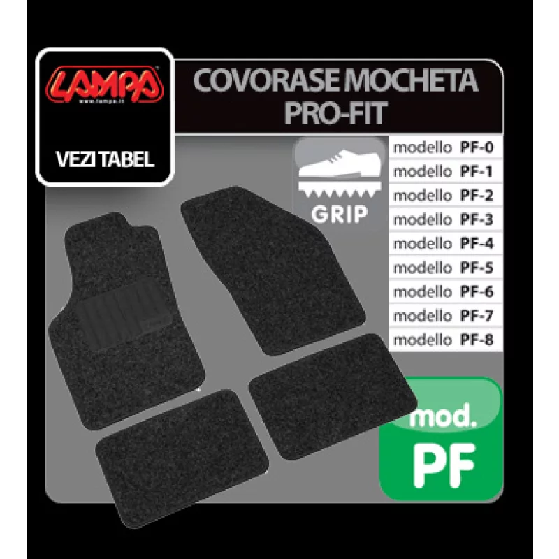 Covorașe auto din mochetă Pro-Fit PF-1, set 4 piese, universale