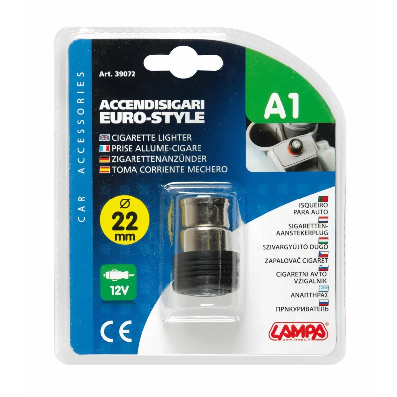 Fisa bricheta auto Euro-Style 12V Ø22 mm pentru masini europene, resigilata