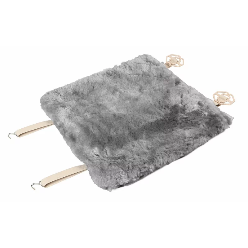 Husa scaun auto pentru sezut din blana de oaie Comfort Max, gri, 45x45 cm