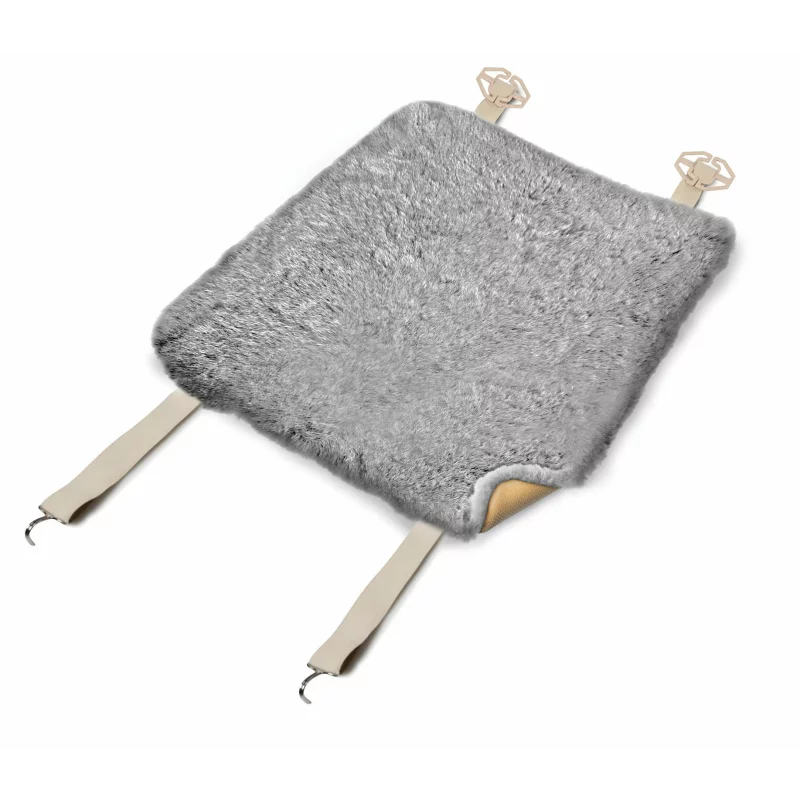Husa scaun auto pentru sezut din blana de oaie Comfort Max, gri, 45x45 cm