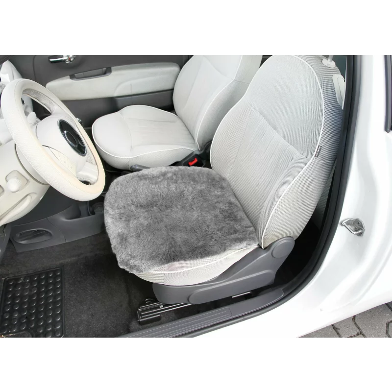 Husa scaun auto pentru sezut din blana de oaie Comfort Max, gri, 45x45 cm