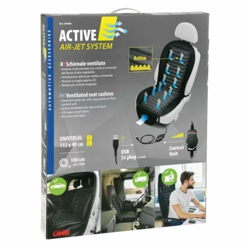 Husa universala ventilata pentru scaun auto Air-Jet Active, USB