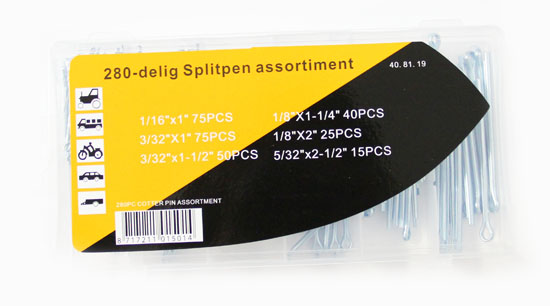 Set cuie elastice din otel zincat, 6 marimi, 280 piese cu organizator