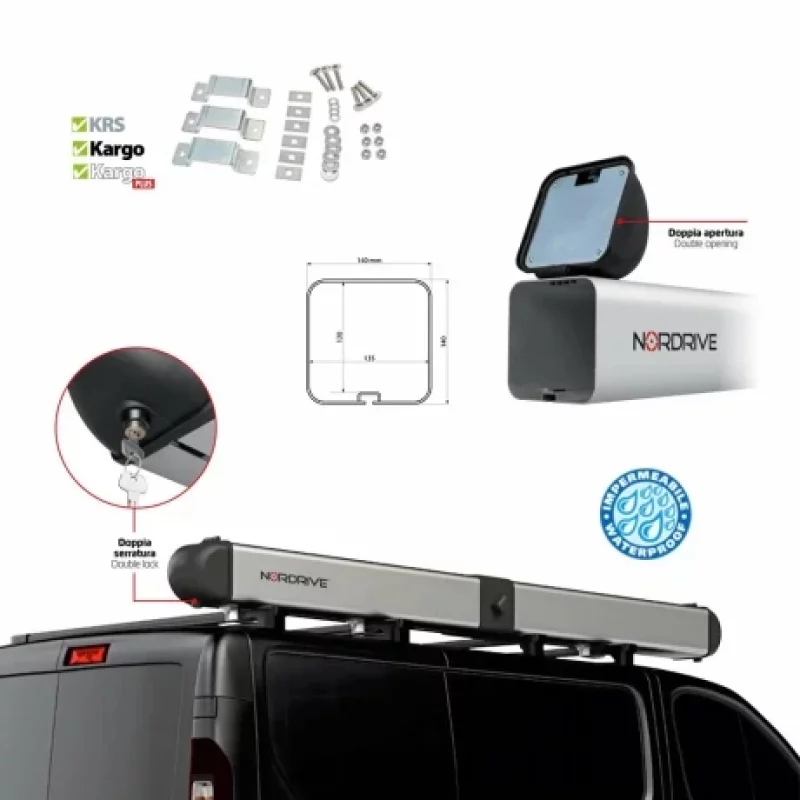 Suport tubular din aluminiu Van-Tube 3000 pentru autoutilitare, 322 cm