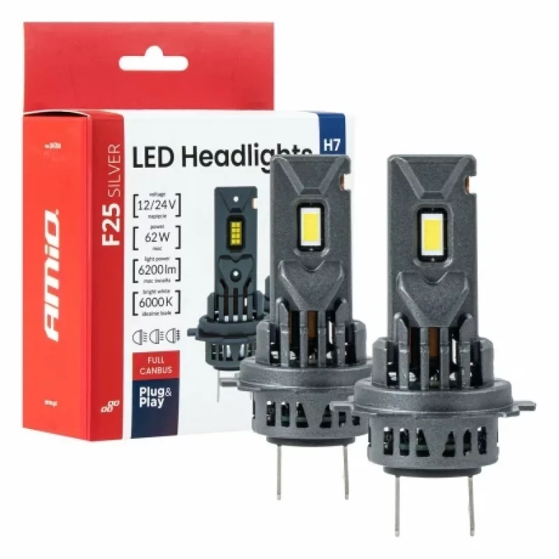 Bec LED auto H7/H18 F25 62W 12V/24V Amio pentru faruri