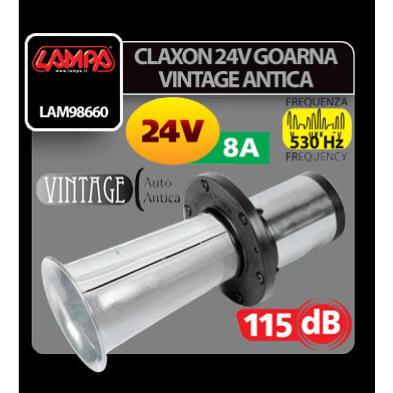 Claxon goarnă vintage 24V 8A, 115 dB, 530 Hz Pilot Lampa