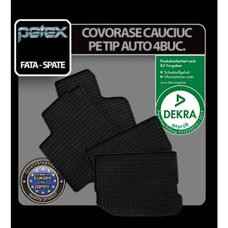 Covorase cauciuc Petex pentru Audi A6 1997-2004, set 4 piese