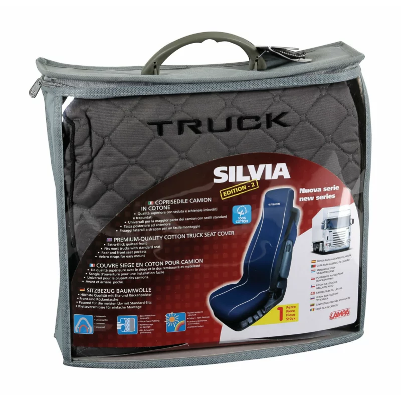 Husă scaun camion Silvia din bumbac, gri, 1 bucată, matlasată