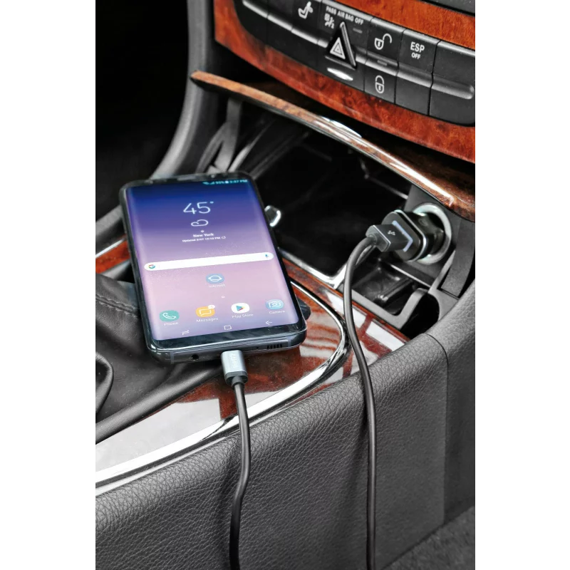 Incarcator auto rapid USB-C Quick Charge 18W 3000mA, 12/24V, cablu 100 cm