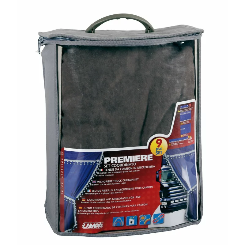 Set perdele camion Premiere gri 9 piese pentru cabină standard