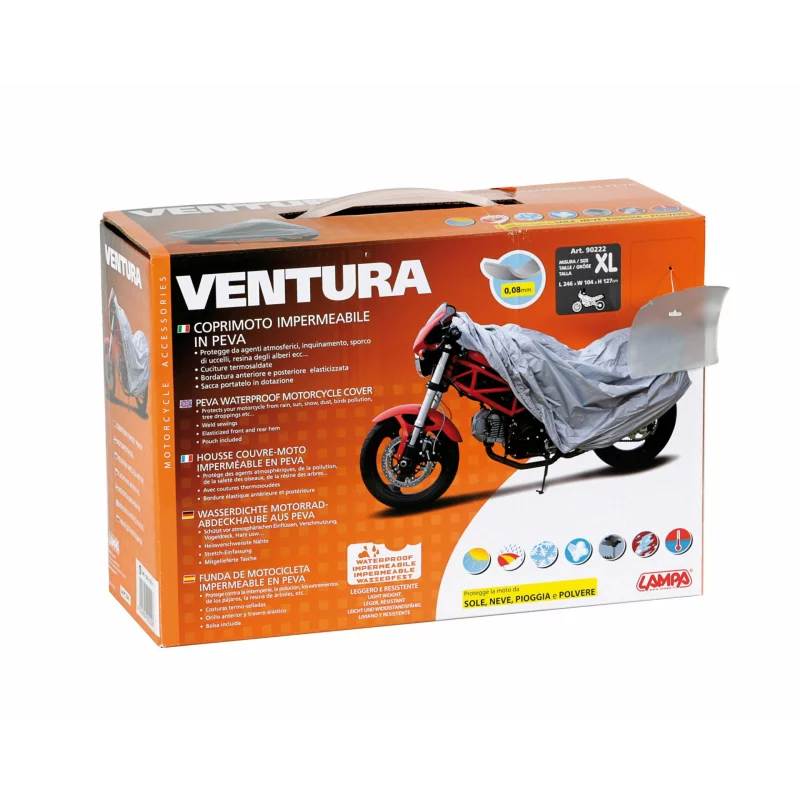 Prelată motocicletă impermeabilă Ventura XL, protecție completă gri