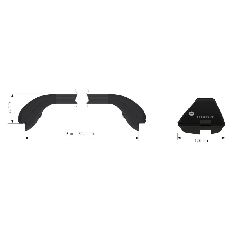 Bare portbagaj telescopice din otel Nordrive Snap Steel S, 80-111 cm