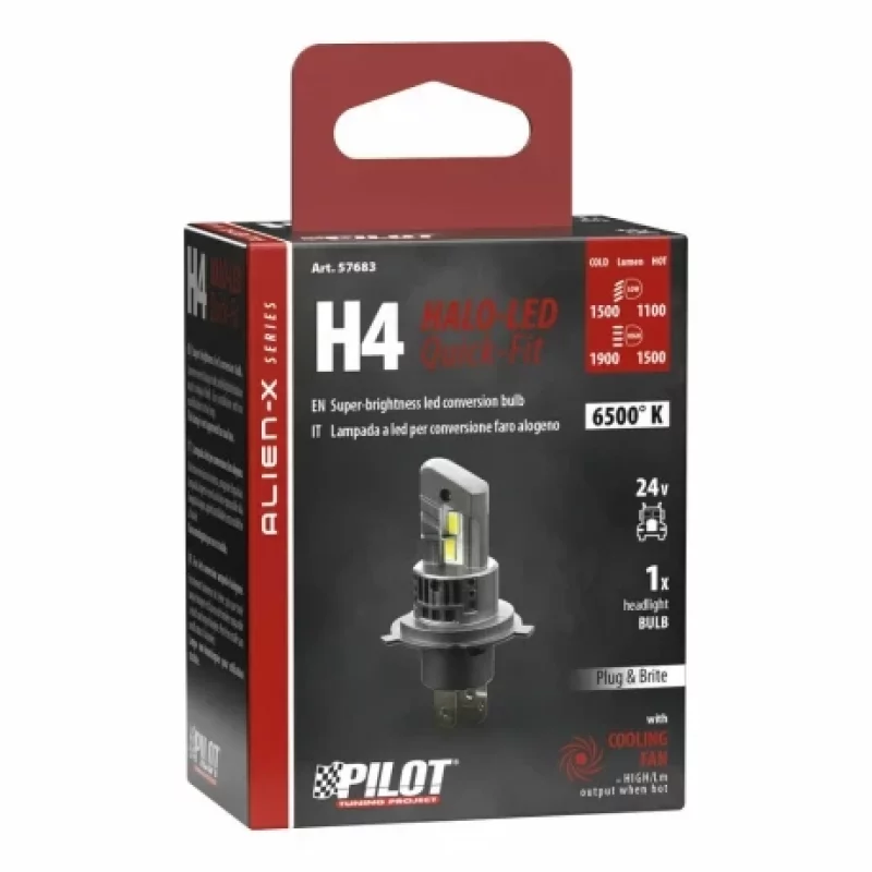 Bec LED H4 P43t 24V Alien-X Quick-Fit pentru camion, 6500K, 1 buc