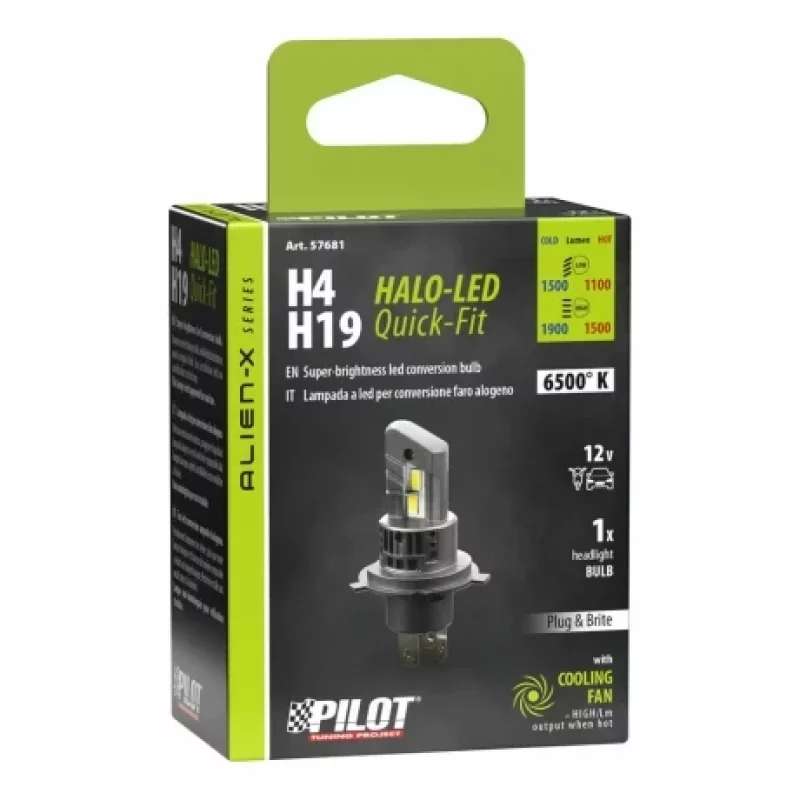 Bec LED H4-H19 Quick-Fit Alien-X 12V 6500K cu ventilator