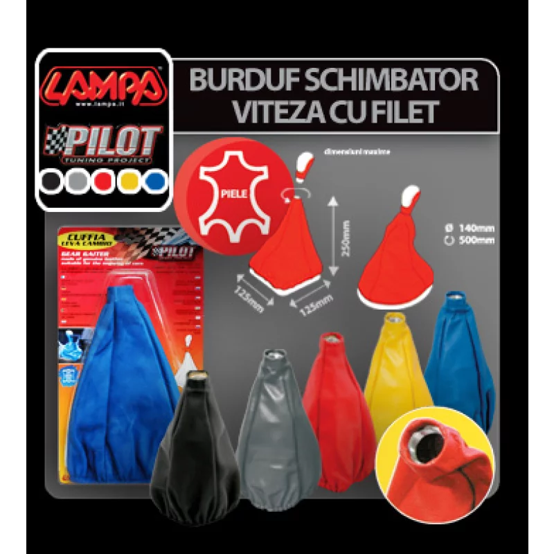 Burduf schimbător viteze universal cu filet, din piele naturală, galben