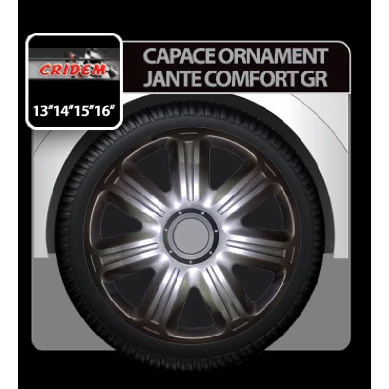 Set capace roti auto Comfort grafit, 15 inch, 4 bucati, ABS rezistent