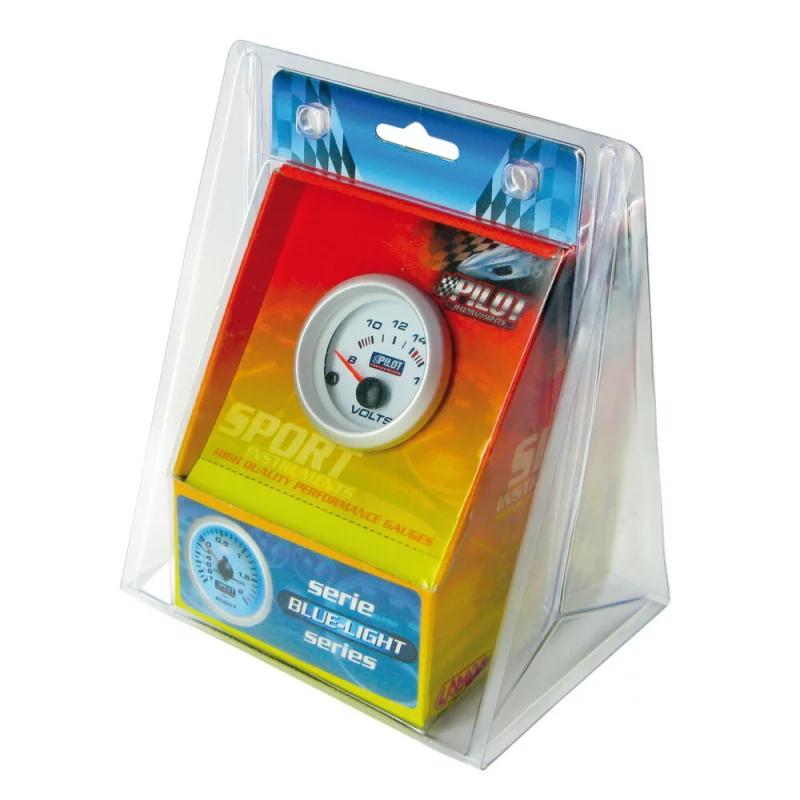 Ceas voltmetru auto Blue Series 52 mm, iluminare albastra, 12V