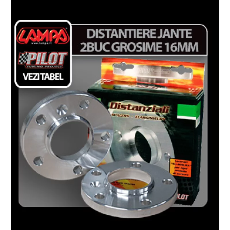 Set 2 distantiere jante 16 mm 5x110, aluminiu, foraj 65,1 mm Lampa