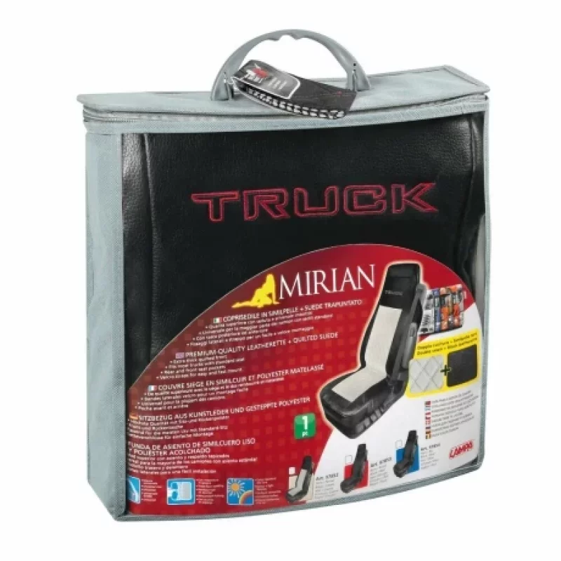 Husa scaun camion Mirian din imitatie de piele, matlasata, Negru/Rosu