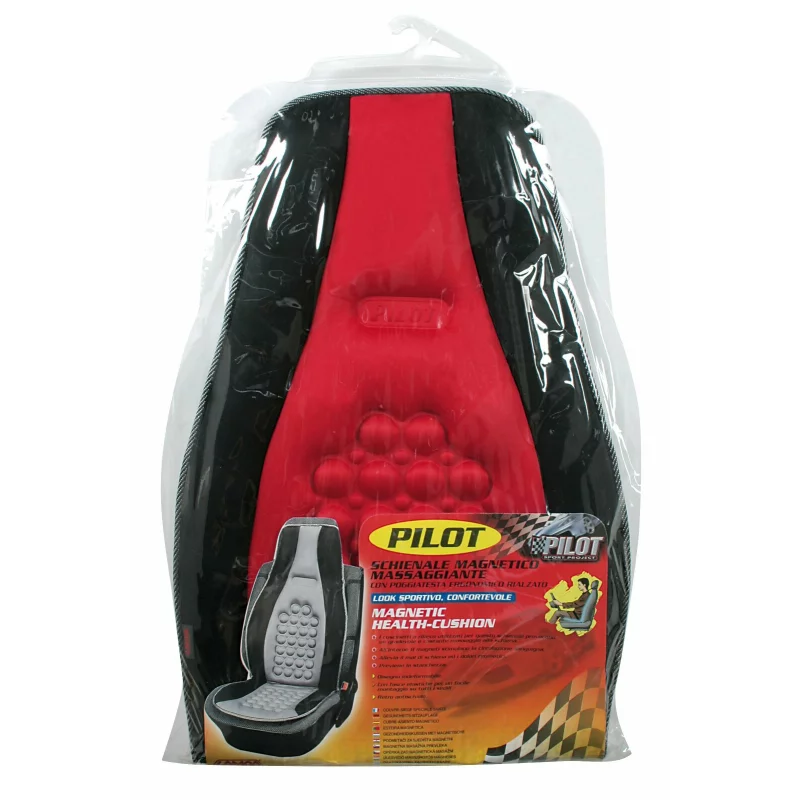 Husă universală scaun față Pilot cu 8 magneți, negru/roșu