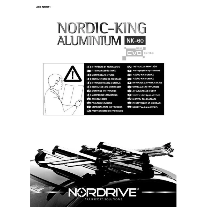 Suport schi din aluminiu Nordic-King EVO NK-60, argintiu, cu antifurt