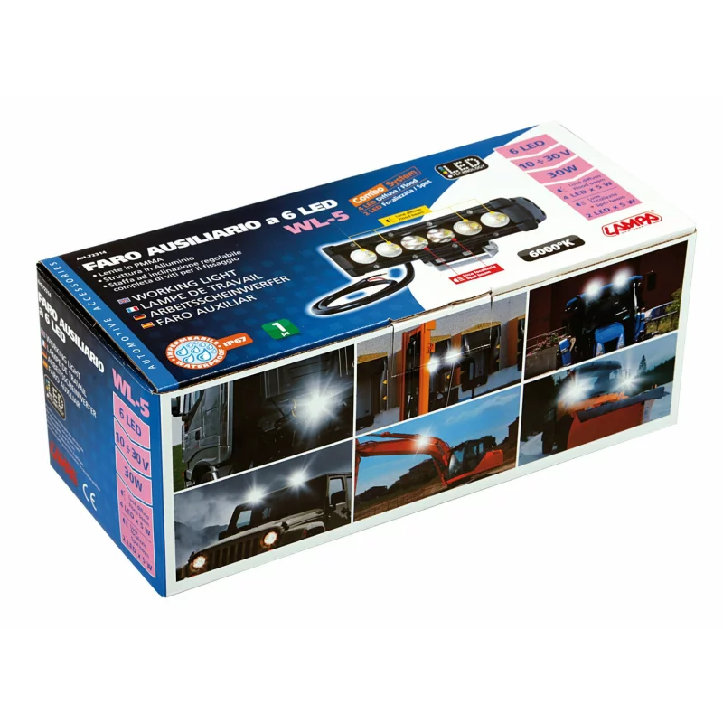 Proiector LED auto WL-5 din metal, 30W, 6 LED, 10-30V, IP67, lumină albă