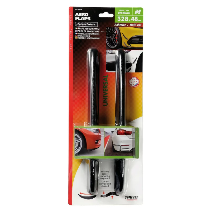 Protectoare spoiler auto Aero-Flaps M, 2 buc, 328x48 mm, negru carbon