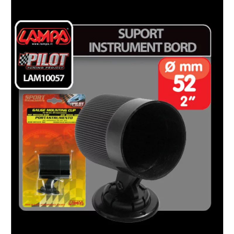 Suport instrument auto pentru bord 52 mm, reglabil, negru