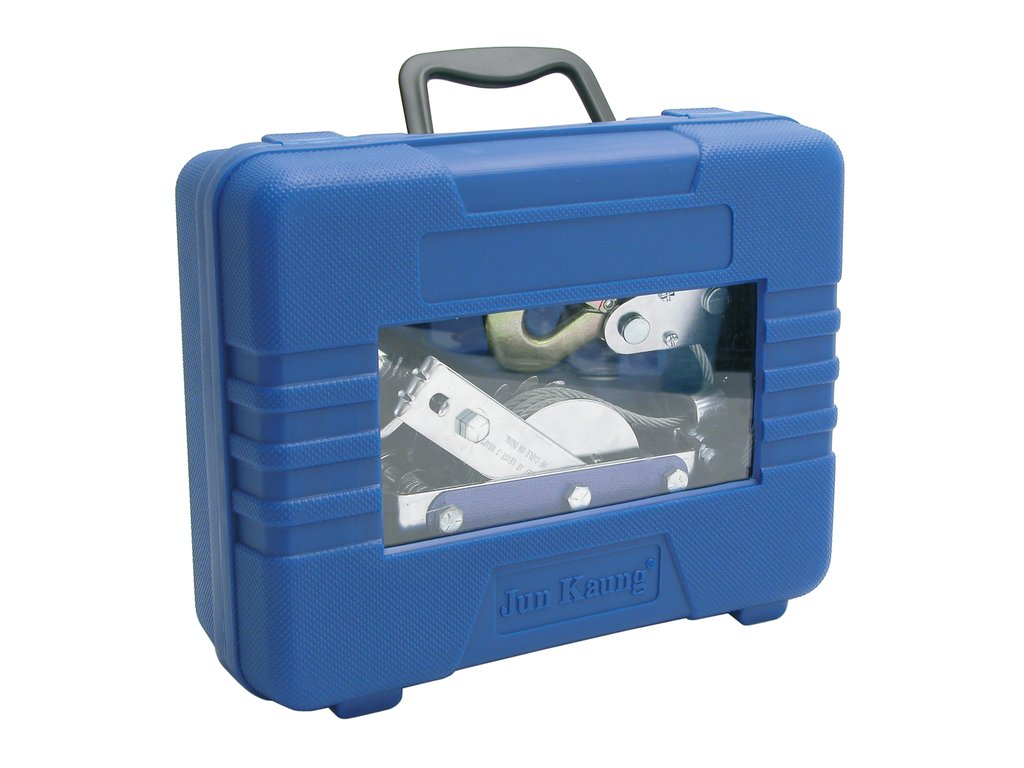 Troliu auto manual portabil Carpoint 800 daN cu cablu dublu 5 mm