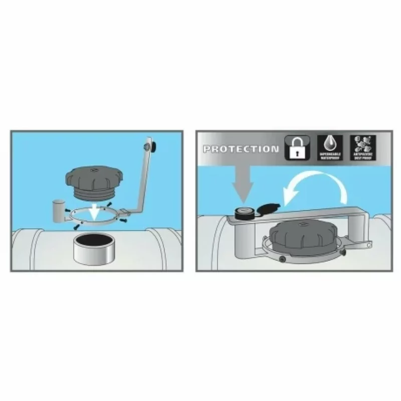 Antifurt combustibil camion T-Block Evo 1 din aluminiu, Ø80 mm