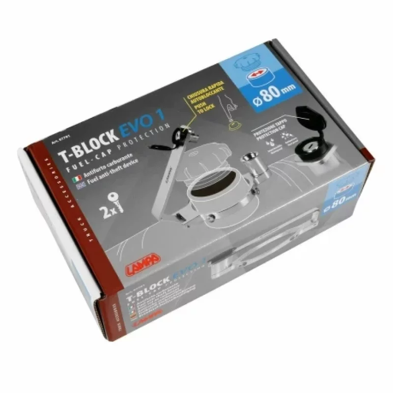 Antifurt combustibil camion T-Block Evo 1 din aluminiu, Ø80 mm