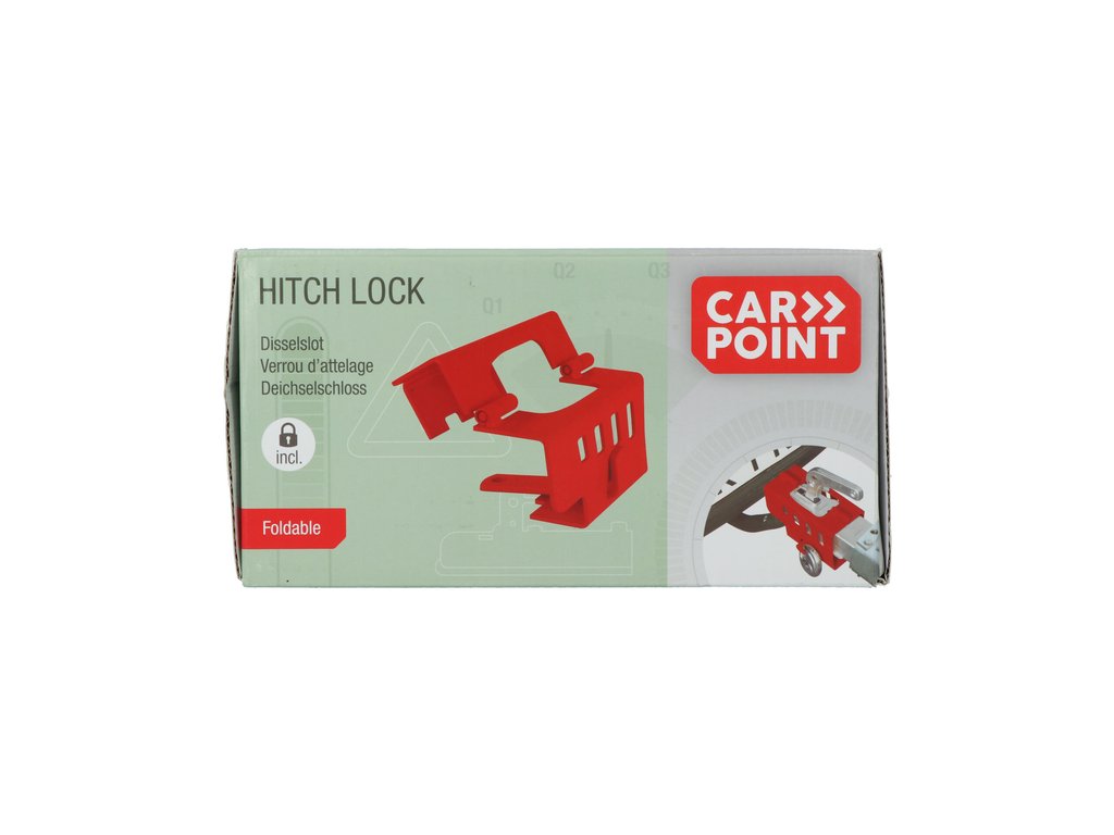 Antifurt pliabil pentru cuplaj remorca si rulota Carpoint, cu lacat si 2 chei, rosu